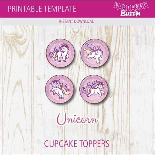 Free printable Rainbow Unicorn Cupcake Toppers