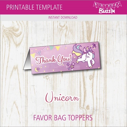 Free Printable Rainbow Unicorn Favor Bag Toppers Birthday Buzzin