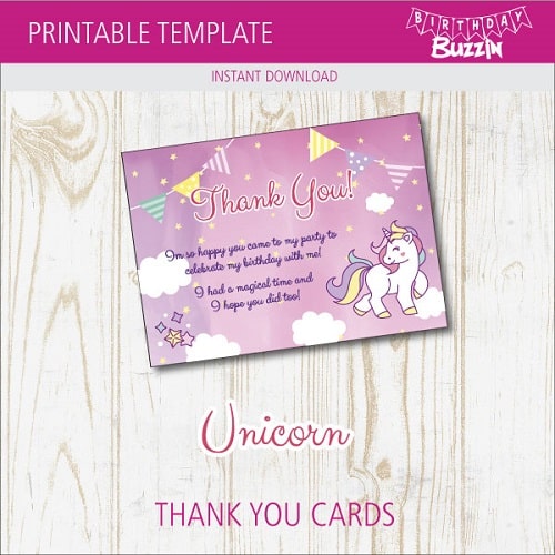 Free Printable Thank You Cards Unicorn