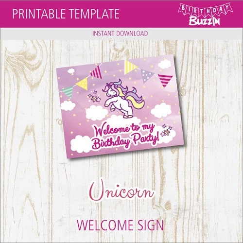 Free printable Rainbow Unicorn Welcome Sign