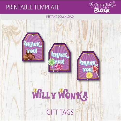 Free printable Willy Wonka Favor Tags