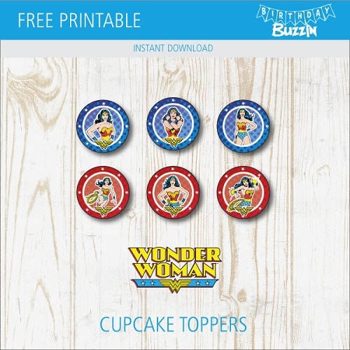 Free printable Wonder Woman Cupcake Toppers