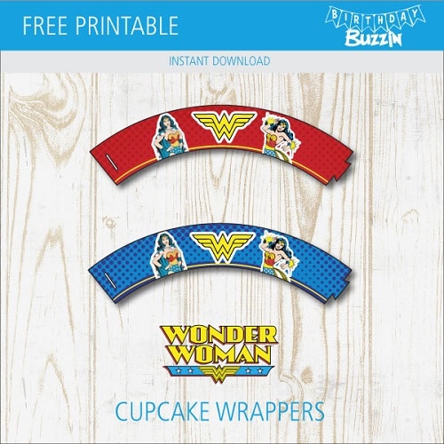 Free printable Wonder Woman Cupcake Wrappers