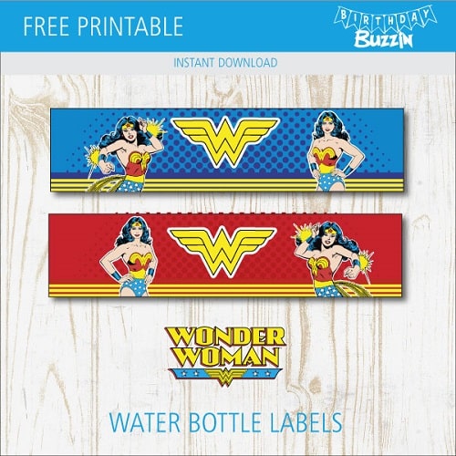 Free printable Wonder Woman Water bottle labels