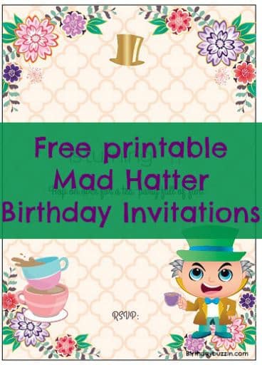 Free Printable Mad Hatter Birthday Invitations Birthday Buzzin