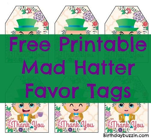 free printable Mad Hatter Favor Tags