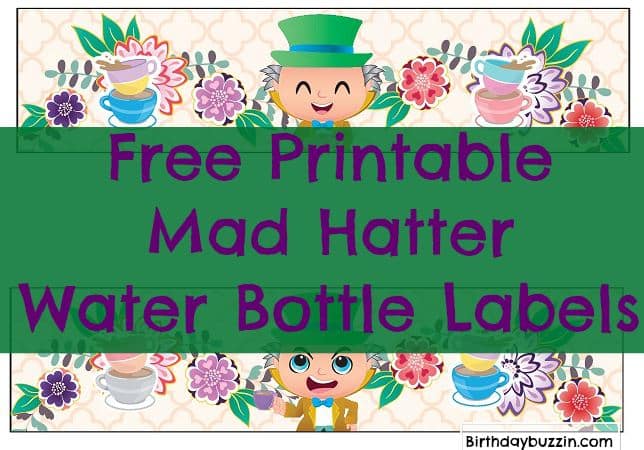 free printable Mad Hatter Water Bottle Labels