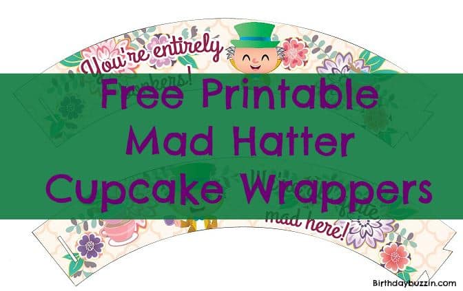 free printable Mad Hatter cupcake wrappers