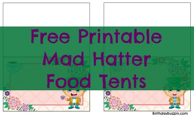 free printable Mad Hatter food tents