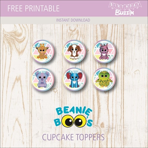 Free Printable Beanie Boo Cupcake Toppers Birthday Buzzin