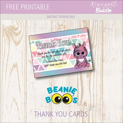 Free Printable Beanie Boo Thank You Cards