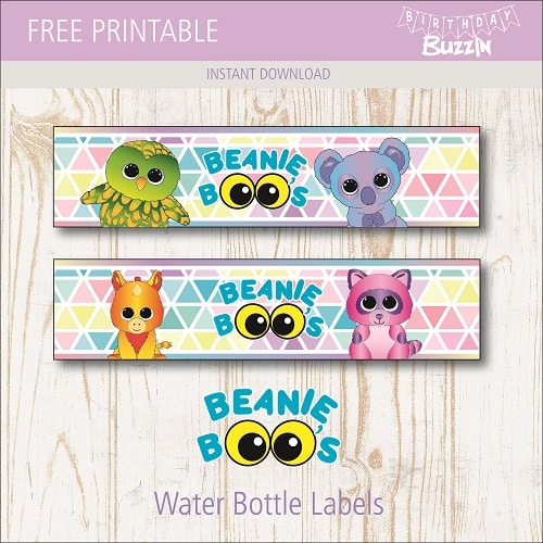 Free Printable Beanie Boo Water Bottle labels