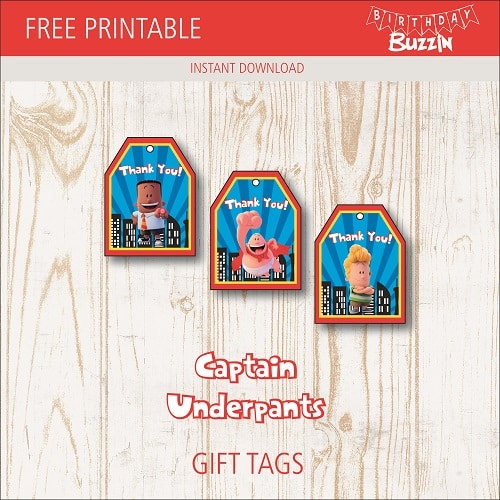Free Printable Captain Underpants Gift Tags