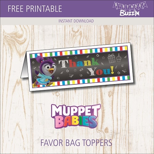 Free Printable Muppet Babies Favor Bag Toppers