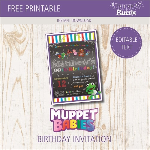 Free Printable Muppet Babies birthday party Invitations