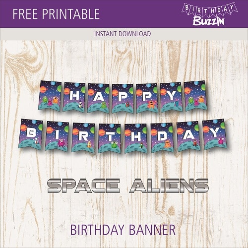 Free Printable Space Alien Birthday Banner