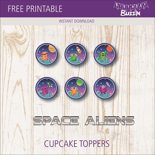 Free Printable Space Alien Cupcake Toppers