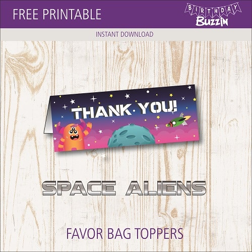 Free Printable Space Alien Favor Bag Toppers