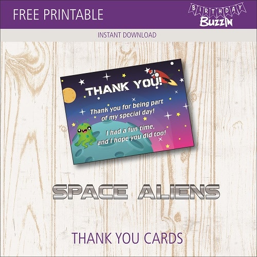 Free Printable Space Alien Thank You Cards