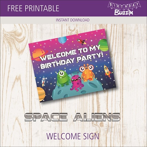 Free Printable Space Alien Welcome Sign