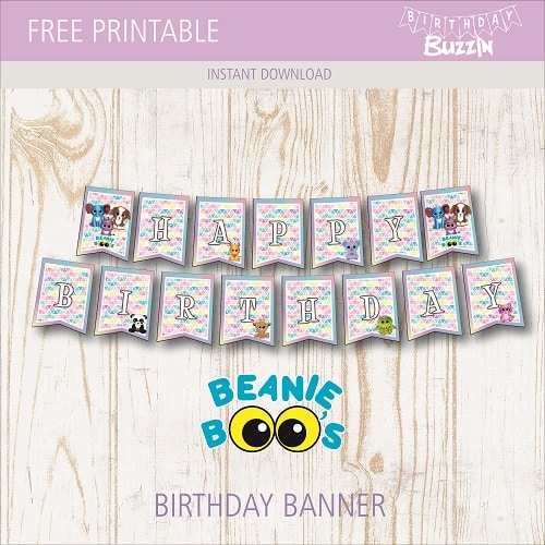 Free printable Beanie Boo Birthday Banner