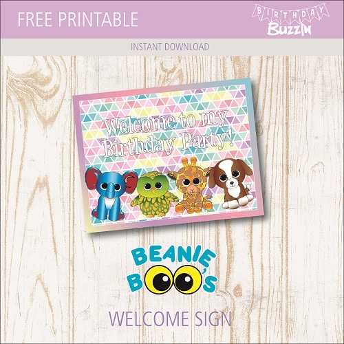 Free printable Beanie Boos Welcome Sign
