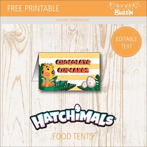 Free printable Hatchimals Food tents