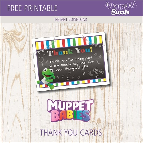 Free printable Muppet Babies Thank You Cards