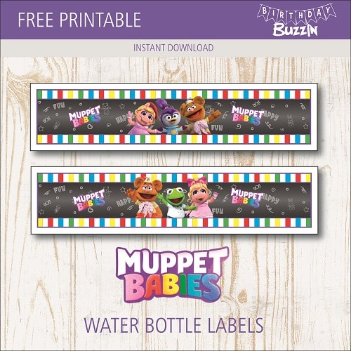 Free printable Muppet Babies Water Bottle Labels