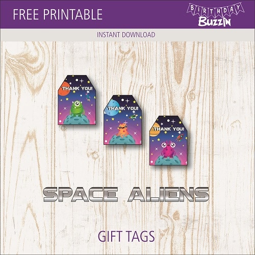Free printable Space Alien Gift Tags