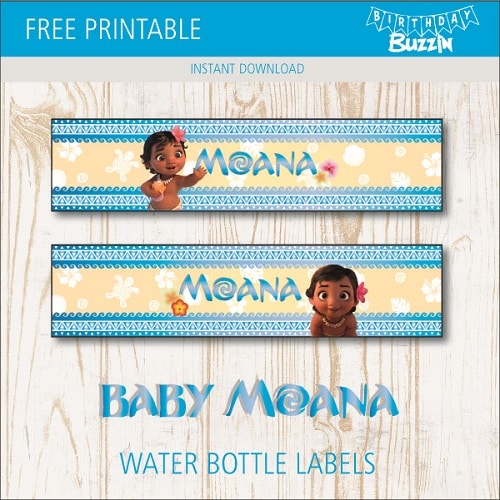 Free Printable Baby Moana Water bottle labels