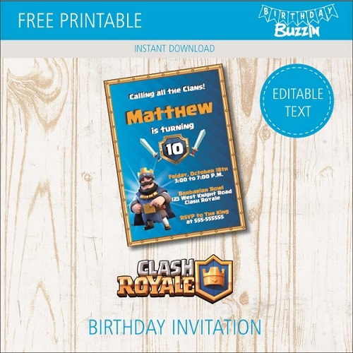 Free Printable Clash Royale Invitations