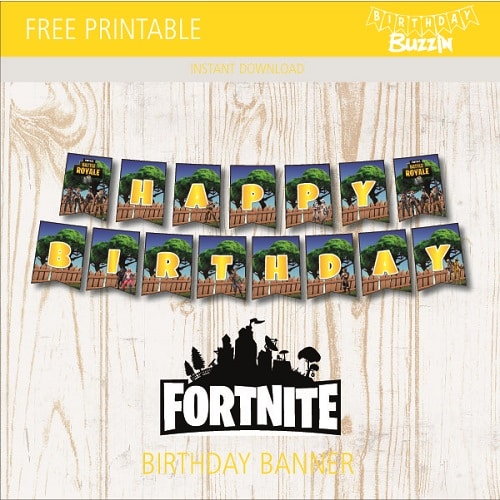 Free Printable Fortnite Birthday Banner