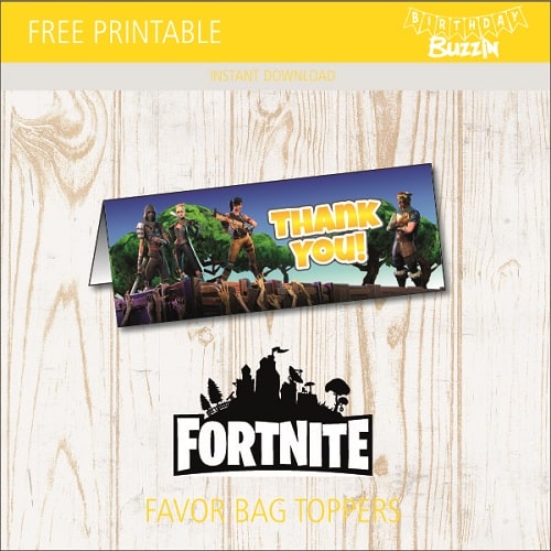 Free Printable Fortnite Favor Bag Topper