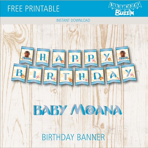 Free printable Baby Moana Birthday Banner