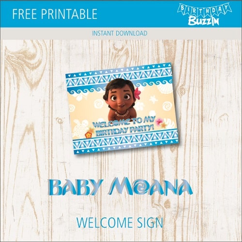 Free printable Baby Moana Welcome Sign