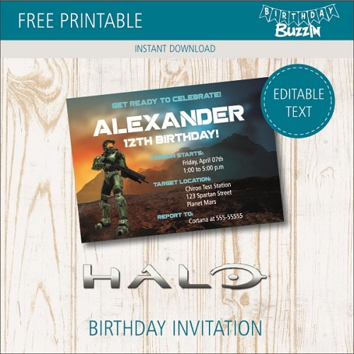 Free Printable Halo Birthday Party Invitations