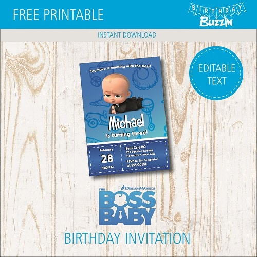 Free printable Boss Baby Party Invitations
