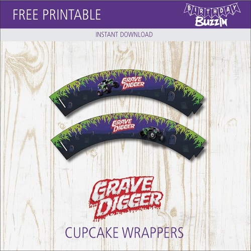 Free printable Grave Digger Cupcake Wrappers
