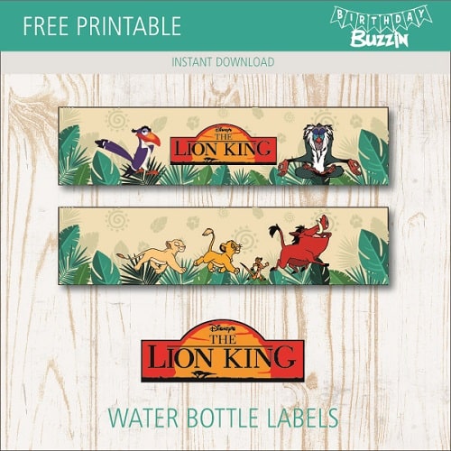 Free printable Lion King Water bottle labels