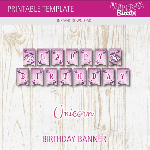 Free printable Rainbow Unicorn Birthday Banner