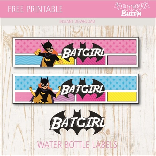 Free Printable Batgirl Water bottle labels