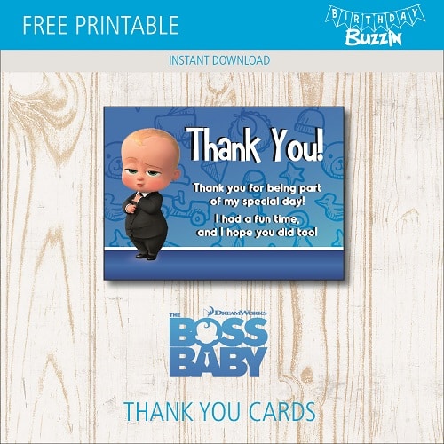 Free Printable Boss Baby Thank You Cards