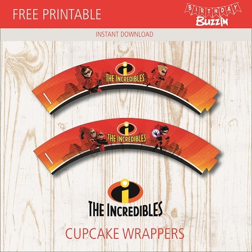 Free Printable Incredibles 2 Cupcake Wrappers
