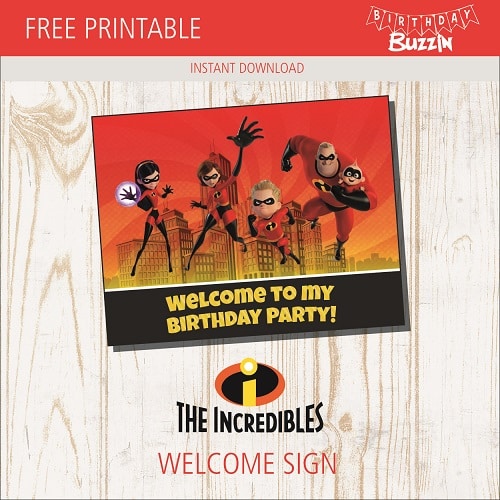 Free Printable Incredibles 2 Welcome Sign