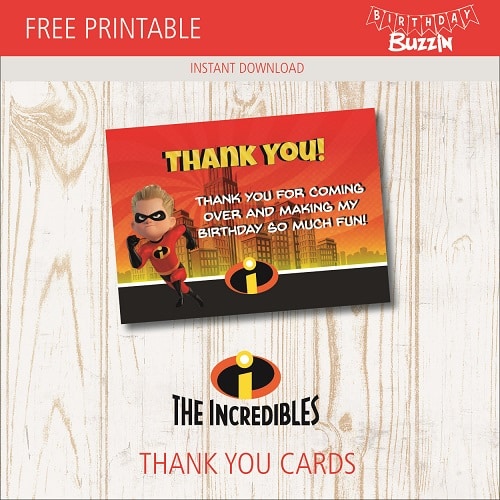 Free Printable Incredibles Thank You Cards