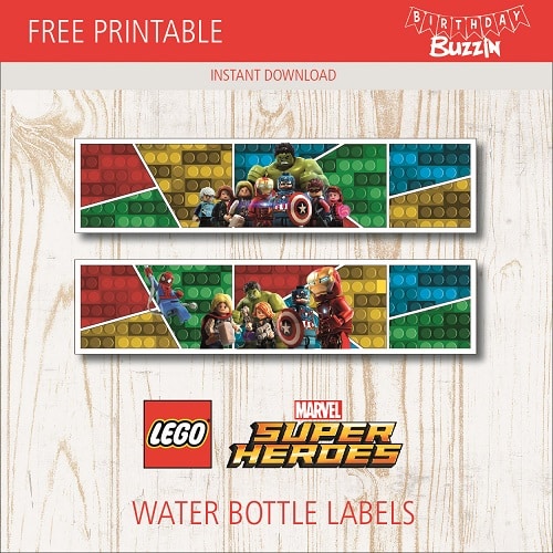 Free Printable Lego Marvel Superheroes Water bottle labels