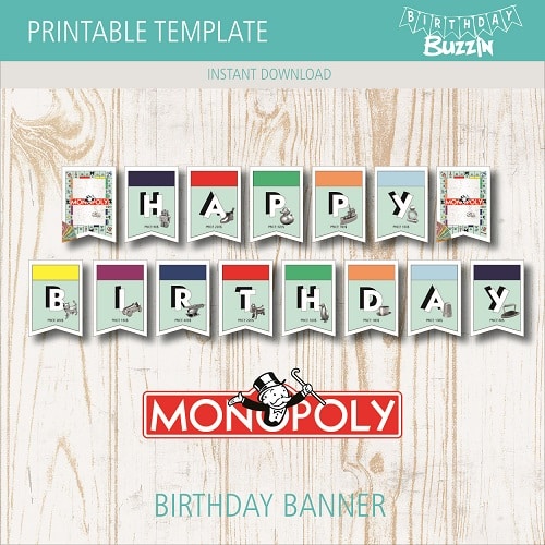 Free Printable Monopoly Birthday Banner