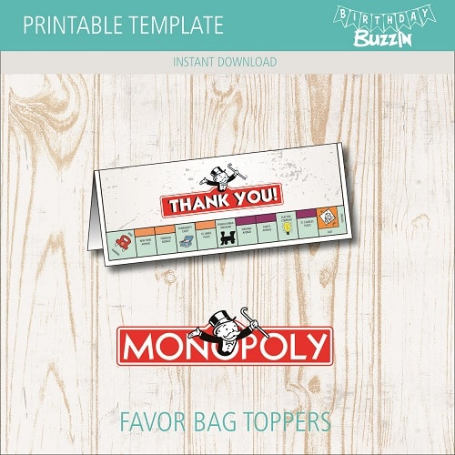 Free Printable Monopoly Favor Bag Toppers