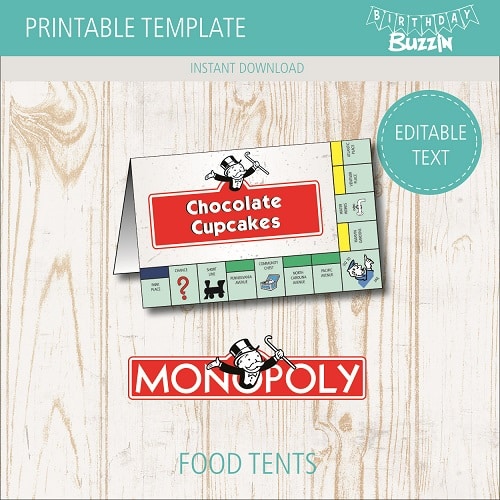 Free Printable Monopoly Food tents